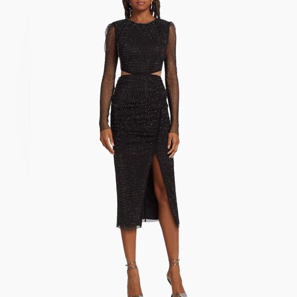 Self-Portrait  Diamante Fishnet Midi-Dress size 4 - Picture 1 of 16